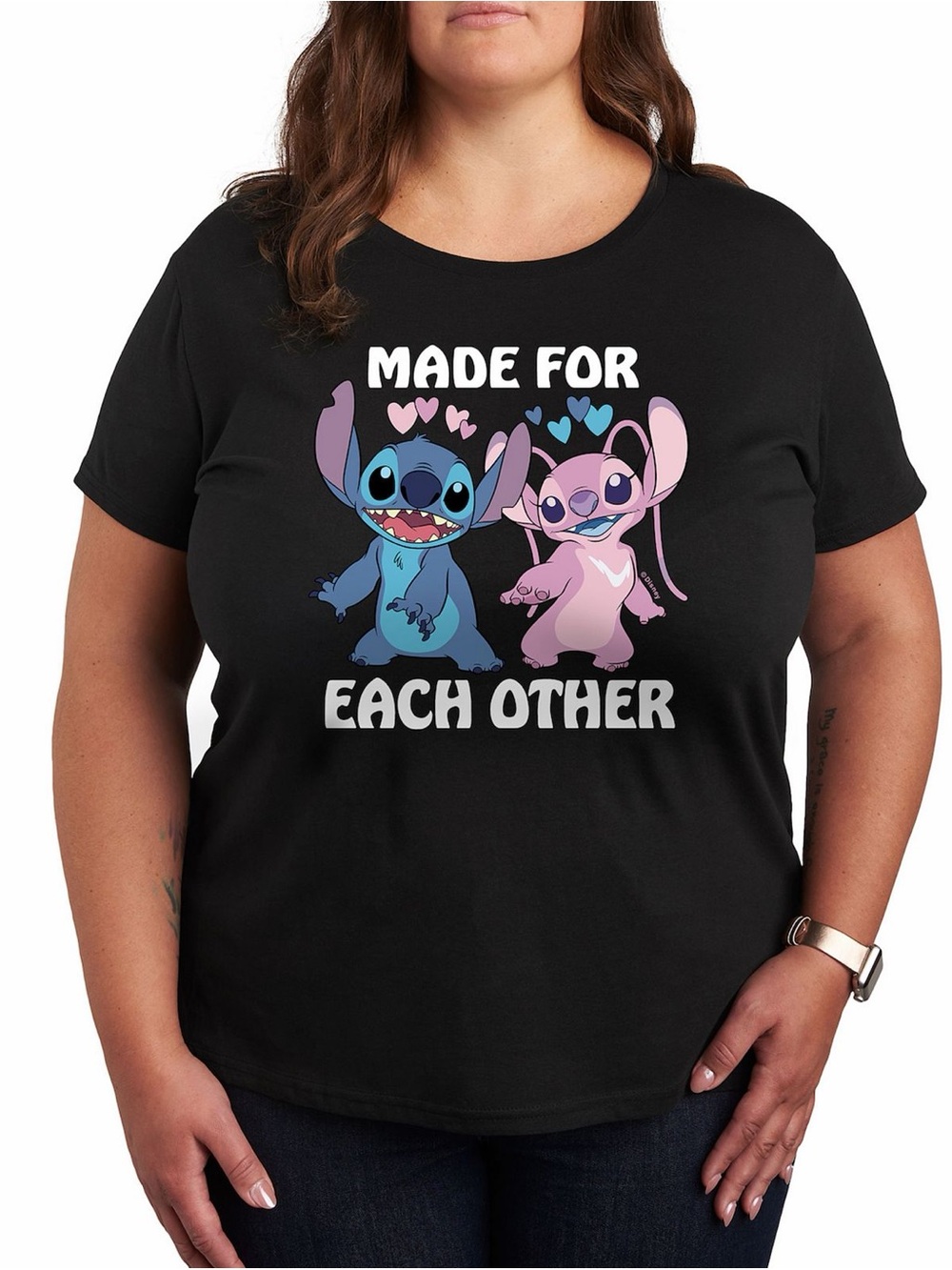 GILDAN Made For Each Other Kids' Black Graphic Tee - Stitch & Angel
